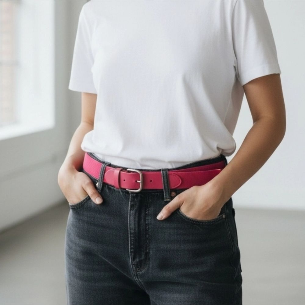 Pink Adjustable Elastic Belt Waist 32"-34